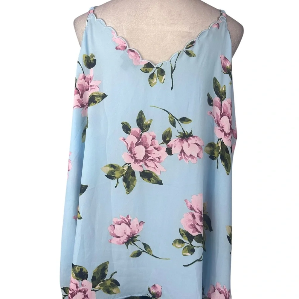 Torrid Sophie light blue swing camisole top with flowers size 2-2X/18-20 - Picture 2 of 7